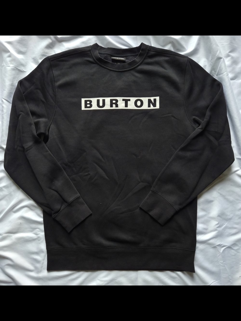 Burton Black Crewneck Sweatshirt with White Logo Mens L